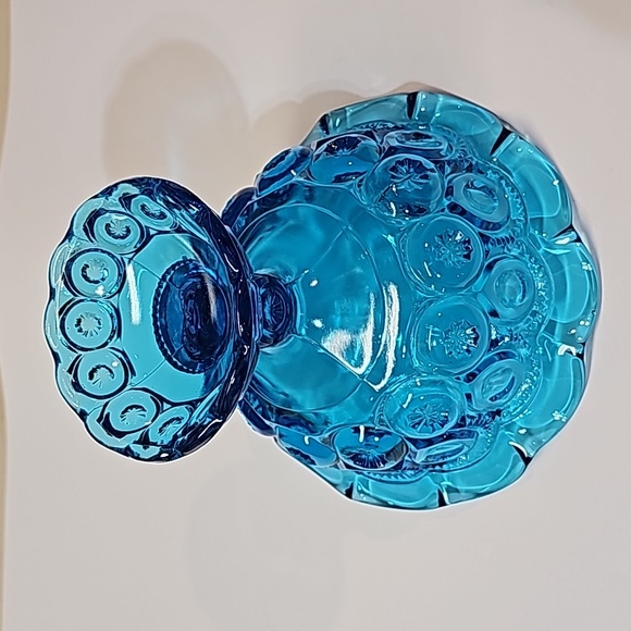Vintage L.E. Smith Blue Moon & Stars Pedestal Compote Bowl Candy Dish - Picture 9 of 10